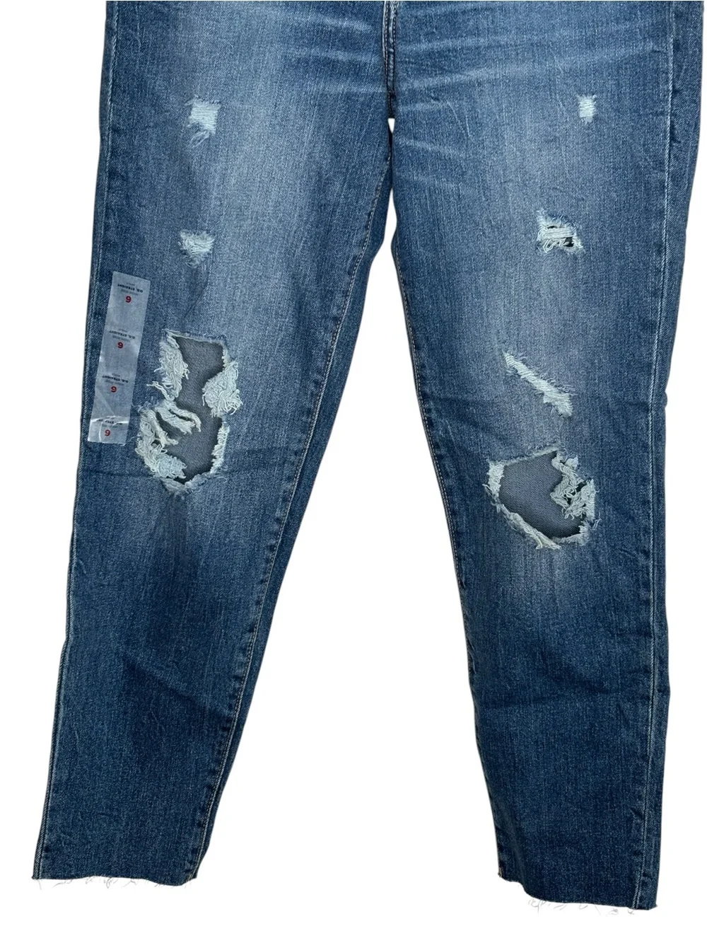 NWT Old Navy jeans O.G. straight leg distressed high rise ankle length size 6